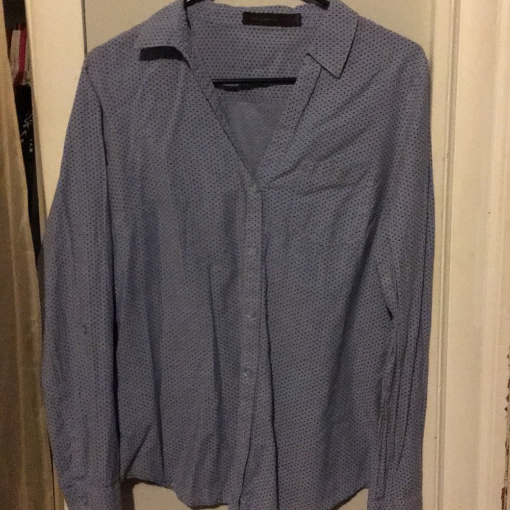 The Limited Blue Star Stamped Button Up